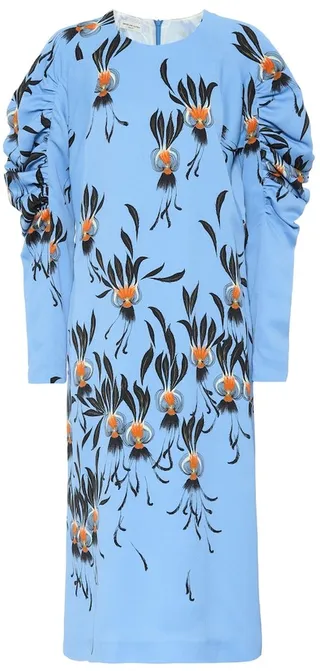 Printed crepe midi dress