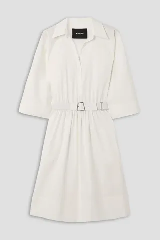 Belted cotton-poplin shirt dress