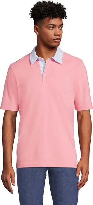 Lands' End Men's Seersucker Collar Comfort First Mesh Polo - X-large - Salt Washed Pink