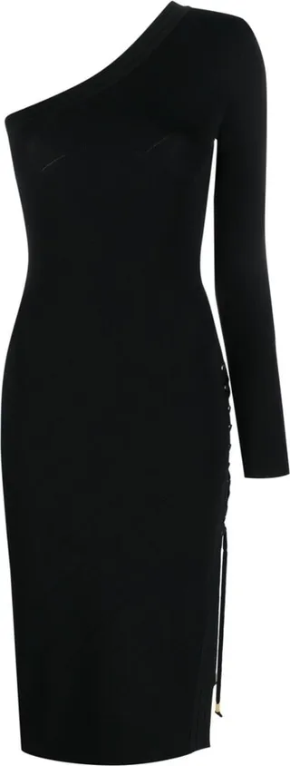 One-Shoulder Lace-Up Dress
