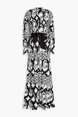 Tessa belted floral-print stretch-cotton maxi dress