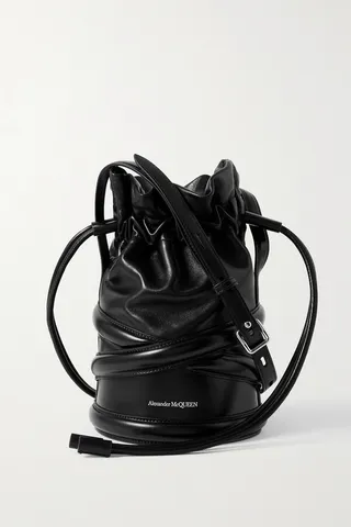 Alexander McQueen - Soft Curve Embossed Leather Bucket Bag - Black