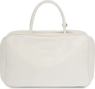 Embossed-Logo Leather Tote Bag