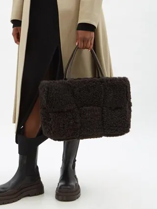 Arco Medium Intrecciato-shearling Tote