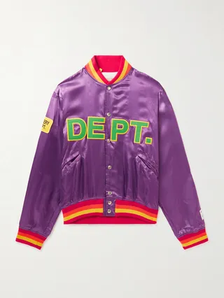 MVP Embroidered Satin Bomber Jacket