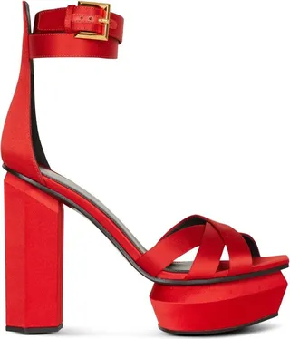 Balmain Satin Ava Platform Sandals 140