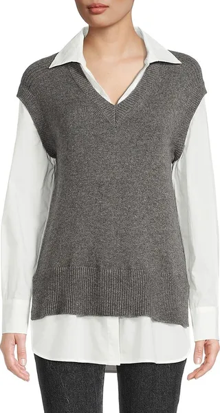 Wool Cashmere Sweater Vest Shirt