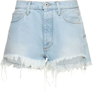 Twisted bleach cotton denim shorts