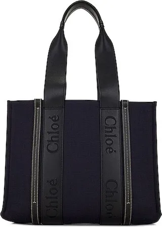 Chloe Woody Tote Bag in Navy