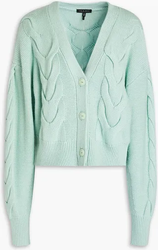 Taylor cable-knit cotton and cashmere-blend cardigan