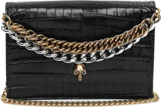 Skull crocodile-embossed tote bag