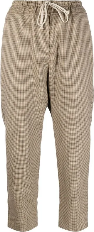 Check-Pattern Cropped Trousers