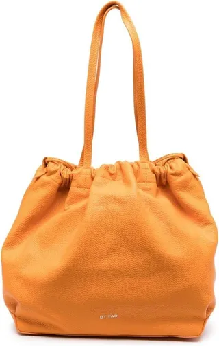 Orange Oslo Drawstring Tote Bag In Grain Leather Woman