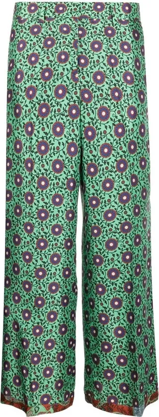 Floral-Print Cropped Trousers