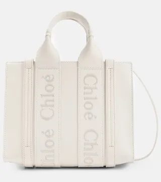 Woody Small leather tote bag
