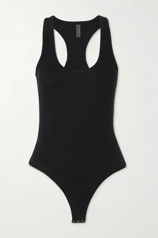 Commando - Luxury Ribbed Stretch Cotton And Modal-blend Bodysuit - Black