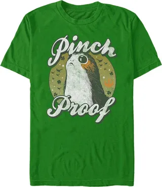 Men's Star Wars The Last Jedi Porg St. Patrick's Day Pinch Proof T-Shirt - Kelly Green - 3X Large