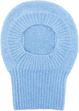 Blue Ribbed Knitted Balaclava