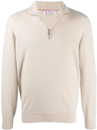 Short-Zip Knitted Jumper