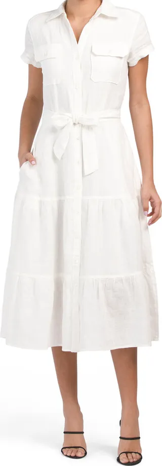 Linen Tiered Shirt Dress
