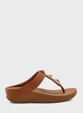 Fino Crystal Lock Toe Post Wedge Sandals