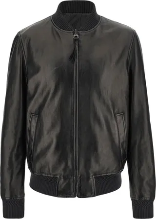 Zip-Up Leather Blouson