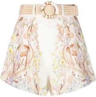Floral Swirl belted shorts