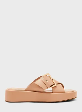 Cross Strap Wedge Slippers