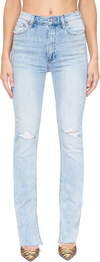 Colleen Slit Hem High Waist Slim Bootcut Jeans