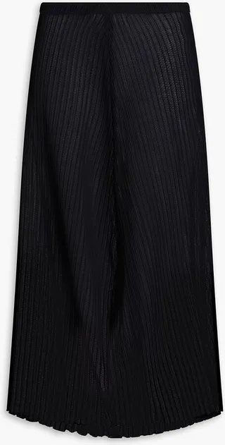 Plissé-gauze midi skirt