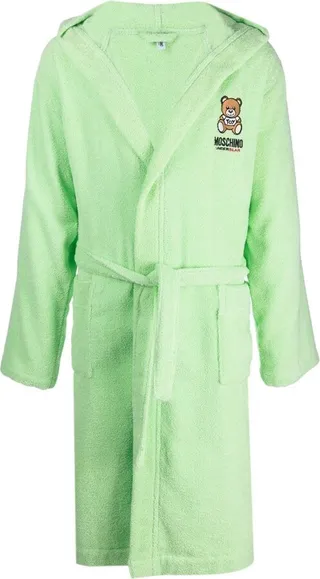Teddy Bear motif cotton dressing gown
