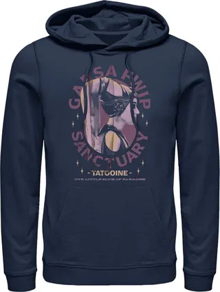Men's Star Wars: The Book of Boba Fett Garsa Fwip Sanctuary Pull Over Hoodie - Navy Blue - Small