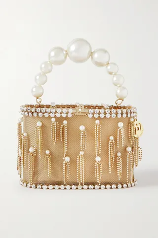Rosantica - Holli Stelline Fringed Embellished Gold-tone Bucket Bag - Ivory
