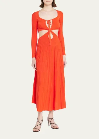 Fergie Knit Midi Cutout Halter Dress