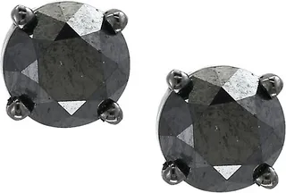 14K White Gold & 0.98 TCW Black Diamond Stud Earrings
