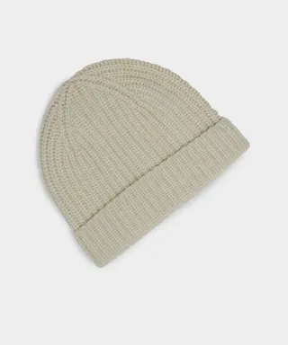 Italian Recycled Cashmere Beanie in Bisque