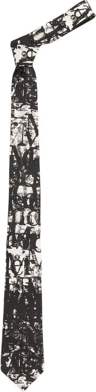 Logo-Stamp Graphic-Print Tie