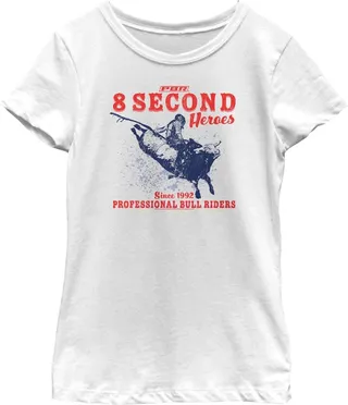Girl's Professional Bull Riders 8 Second Heroes T-Shirt - White - Large