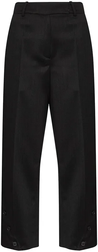 Button-Embellished Straight-Leg Trousers