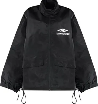 Balenciaga Logo Printed Drawstring Windbreaker