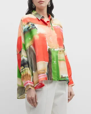 Hikaru Abstract-Print Button-Down Shirt