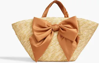 Carlotta bow-embellished straw tote