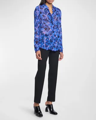 Chowy Floral-Print Georgette Collared Shirt