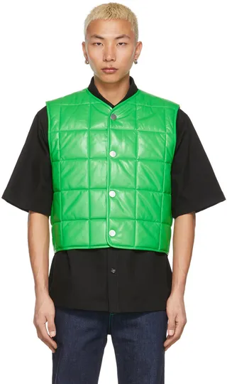 Bottega Veneta Green Padded Gilet Vest