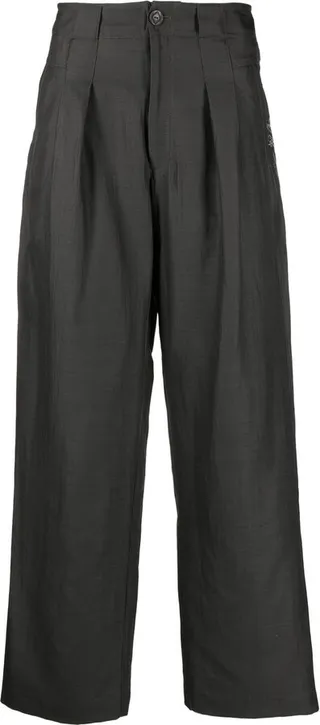 Embroidered Wide-Leg Trousers