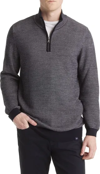 Steffen Jacquard Wool Blend Quarter Zip Sweater