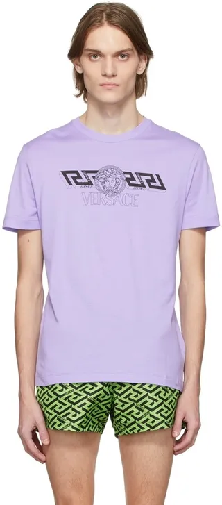 Versace Purple 'La Greca' T-Shirt
