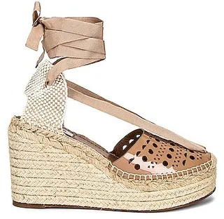ALAÏA Vienne Espadrille Wedges in Nude