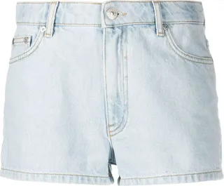 Embroidered-Logo Denim Shorts