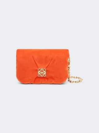 Goya Puffer Mini Velvet Shoulder Bag Red